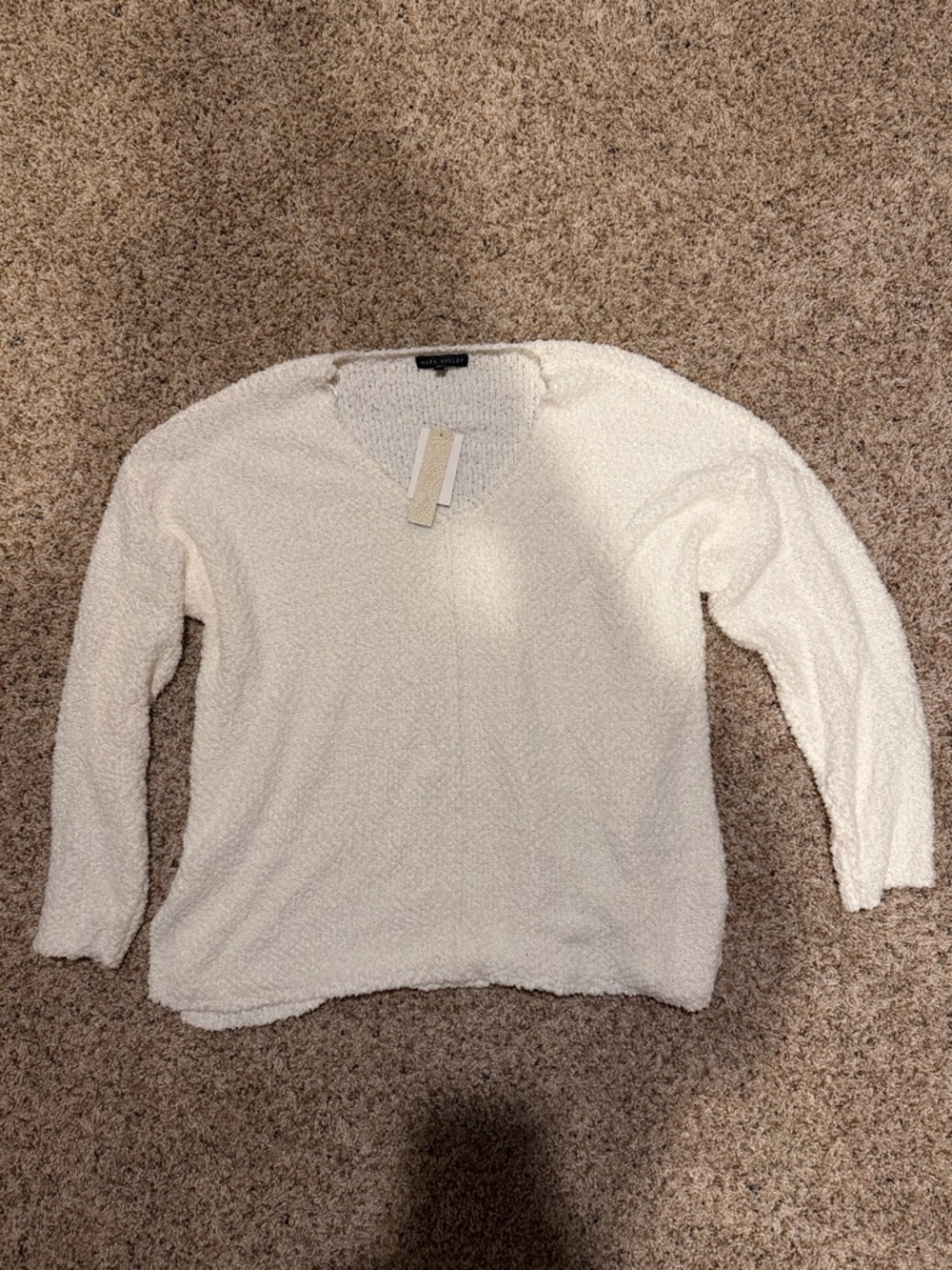 Women's Ivory V-Neck Plush Sweater